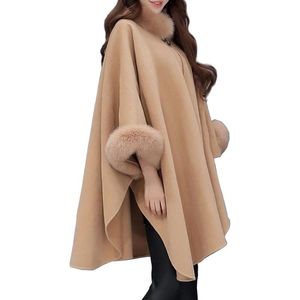 Abrigo de lana de talla grande para maternidad, chaquetas con cuello de bufanda, moda de invierno para mujer, abrigo suelto más grueso, botón de color sólido, informal