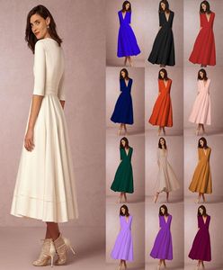 Vêtements pour femmes de taille plus 2021 robes d'été 12 manches vneck bal de pochenght cocktail simple robe 5827650