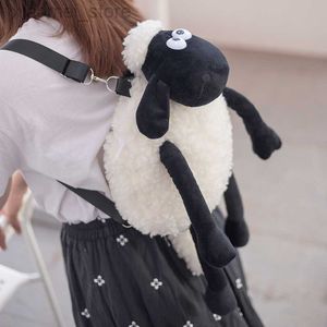 Plush Backpacks Cartoon Cute Black Lamb Backpack Large Capacity Plush Doll Toy Valentine's Day Birthday Christmas For Children Girlfriend