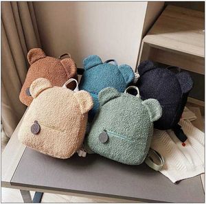 Sac à dos en peluche femme sac automne et hiver nouvelle version coréenne d'Instagram super feu mignon ours oreille sac à dos fille sac parent-enfant HKD240112