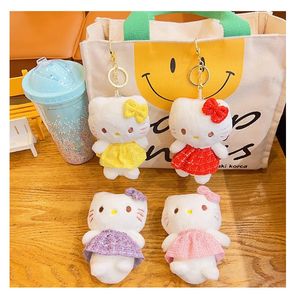 Porte-clés pendentif chat en peluche, poupée de dessin animé créatif, pendentif de sac à livres, petit cadeau de Couple, vente en gros