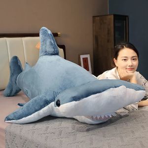 Muñecas de peluche 100 cm Gran simulación Ballena Peluche de peluche Relleno Suave Tiburones Martillo Almohada para dormir Sofá Cojín Juguetes de animales marinos para niños Niñas 230927