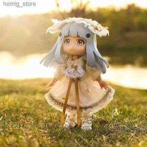 Poux en peluche 2023 Nouveau OB11 Baby White Bronzing Robe Set pour OB11 OBITSU 11 MOLLY GSC 1/12 BJD Doll Accessoires Vêtements BJD Baby Clothes Y240415