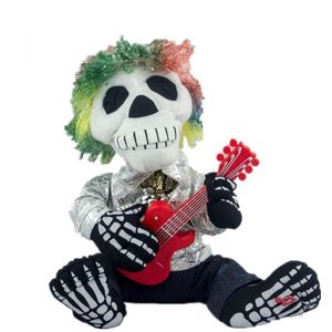 Muñecos de peluche 30 cm Cabeza de explosión guitarra fantasma Juguete de peluche eléctrico Niños Halloween juguetes divertidos creativos boca se moverá cantando muñecos de trapo 221129