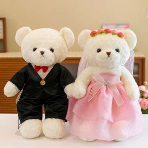 Poupées en peluche 45 75 cm Kawaii Ours de mariage romantique Couples Poupées douces Jouets Teddy Mariée Marié Cadeaux de Saint Valentin pour les filles amoureuses 231204