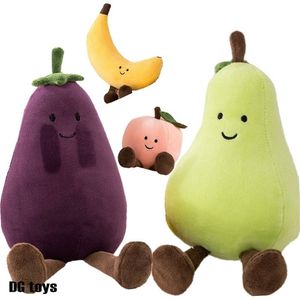 Poupées en peluche visage mignon légume aubergine poupée en peluche peluche fruits doux poire pêche Tangerinr banane bébé apaiser jouet pour enfants cadeau d'anniversaire 220923