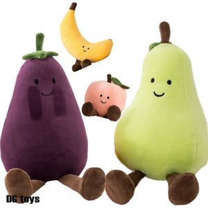 Poupées en peluche visage mignon légume aubergine peluche poupée farcie fruits doux poire pêche Tangerinr banane bébé apaiser jouet pour enfants cadeau d'anniversaire 221125