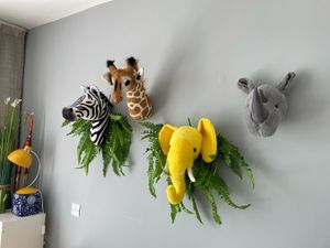 Fábrica de muñecos de peluche Venta al por mayor Estilo INS Cabeza de animal de peluche Decoración de la pared Realista Divertido Impreso Niños Dormitorio Peluches Creativo 230629