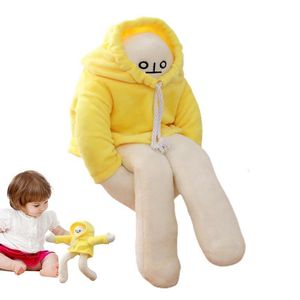 Poupées en peluche drôle homme poupée banane peluche jouet et ensemble jaune sweats à capuche cadeau pour garçons enfants filles 230823