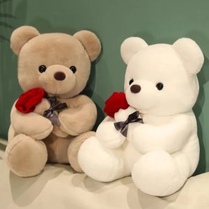 Poupées en peluche pour la saint-valentin, ours en peluche, jouet de confession, fleur de Rose, câlin, Panda, pour petite amie, cadeau mondial, 231007