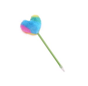 Peluche Coeur Pompon Stylos à bille Fuzzy Fluffy Pen École Bureau Filles Saint Valentin Cadeau Enfants Goodie Bag Fillers Party Favors Bleu Noir Encre