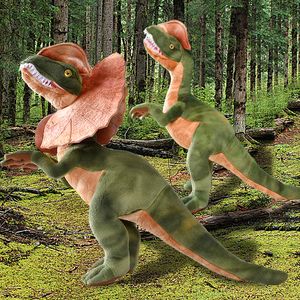 Almohadas de felpa Cojines Jurassic Park Dilophosaurus Dinosaur Toy Double Crested Lizard Figura Rellena Cool Kids Regalo para niños Drop 221104