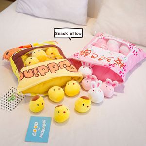 Peluches en bolsas pudín juguetes rellenos Mini animales de peluche muñecas almohada Kawaii animación conejito oso gato ratón cojín niñas regalo H0824