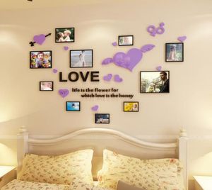 Po cadre acrylique 3D autocollant mural salle de mariage romantique amour bricolage art décoration murale salon chambre décoration 1327x1634847