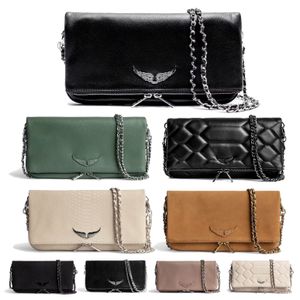 Pochette Rock Swing Your Wings Sac Voltaire Sac à main fourre-tout pour femme Sac à bandoulière pour homme Chaîne d'aile en cuir véritable Rabat d'embrayage de mode de luxe Sacs à bandoulière