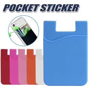 Portefeuille en silicone Carte de crédit Autocollant de poche en espèces 3M Autocollants adhésifs Autocollant ID Crédit Bus Banque Porte-carte d'identité Pochette pour iPhone Samsung dans le paquet OPP