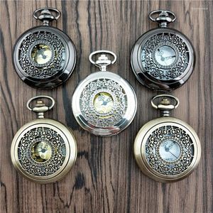 Montres de poche à Quartz creuses classiques, 100 pièces/lot, horloge Fob, pendentif Vintage, cadeau pour hommes et femmes, vente en gros