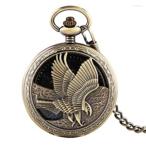 Relojes de bolsillo 10 unids/lote reloj mecánico de águila ahuecada de envío rápido de alta calidad para hombres y mujeres Vintage al por mayor