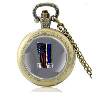 Montres De Poche Drapeau Américain Vintage Montre À Quartz Hommes Femmes Pendentif Collier Heures Chaîne Horloge Cadeaux