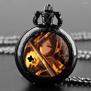 Pocket Watchs Anime Genshin Impact Na Wei Yaquartz Watch for Women Men Collier Black Unique Pendante Chaîne Gift Accessoires