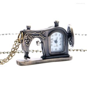 Relojes de bolsillo de bronce antiguo para máquina de coser, collar, colgante único, Mini Reloj, regalos para hombres, mujeres y niños
