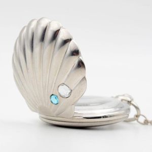 Montres de poche mode argent camée coquille forme moule huître cristal montre à Quartz analogique pendentif collier femmes dame cadeau