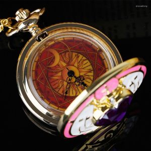 Relojes de bolsillo Anime japonés Moon Girl reloj de cuarzo moda collar único colgante cadena Cosplay regalos para mujeres niñas damas