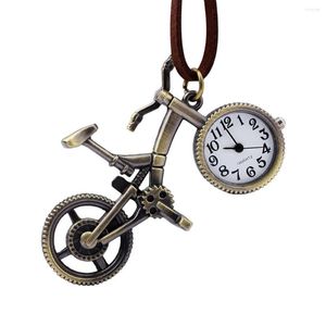 Relojes de bolsillo Amante Reloj de cuarzo Antiguo Mini Fob Regalo Acero inoxidable Bicicleta Diseño Orologio Hombres Mujeres Joyería
