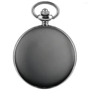 Montres de poche à Quartz analogique Vintage noir mat, avec collier, chaîne, chiffres arabes, cadran blanc, pendentif, horloge pour hommes et femmes