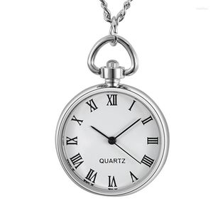 Montres de poche collier pendentif montre à quartz chiffres romains facile à lire petite taille Fob chaîne horloge pour hommes femmes le vieil homme personnes Reloj