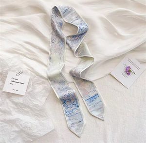Longue écharpe en soie pour femmes, ruban pointu, ruban décoratif polyvalent de Style coréen, petite écharpe, printemps et été