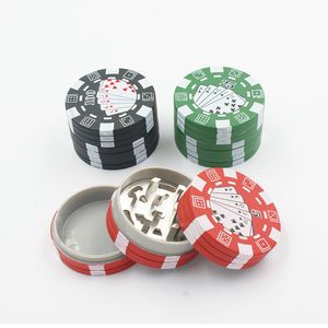 Broyeur d'herbes de style jeton de poker accessoire pour fumer 40mm 3 couches broyeur de tabac en plastique broyeurs de fumée avec emballage de vente au détail