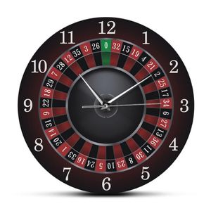 Horloge murale de Poker Roulette avec cadre en métal noir, décor artistique mural pour salle de jeux de Las Vegas, montre de Casino, cadeau 229Z