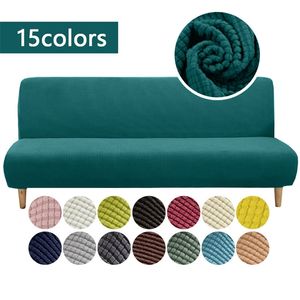 Polar Fleece Fabric Armless Sofa Bed Cover Solid Color Without Armrest Big Elastic Folding Furniture home Decoration Bench 220615