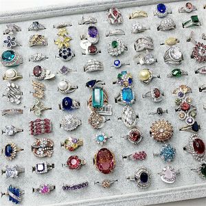 Vintage pierres précieuses femmes anneaux lumière luxe cristal Zircon pierre anneau coloré zircone doigt industrie lourde Micro pavé S925 bijoux en argent