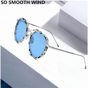 Lunettes de soleil polarisées Thom Brand Fashion TBS815 Titanium Round Sun Glasses For Men Women UV400 Retro Retro Driving E EOEGLASSES268B