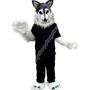 Costume de mascotte de loup gris de police marchant Costume d'halloween fête jeu de rôle noël et grand événement jouer Costume