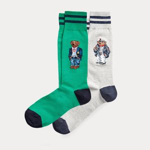 Polo Bear Sock Paquete de 2 calcetines lindos de dibujos animados de moda Harajuku mujeres calcetines de algodón elásticos con calcetín de tobillo Hipster Skatebord calcetines divertidos para hombres 664