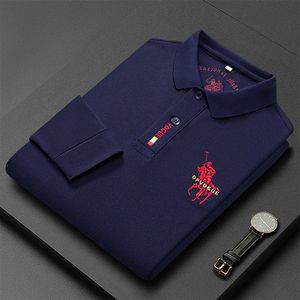 Polo Shirt Men Long Sleeve tee Solid Color Lapel Business Formal top Casual Embroidery knight Polos tee Successful individuals