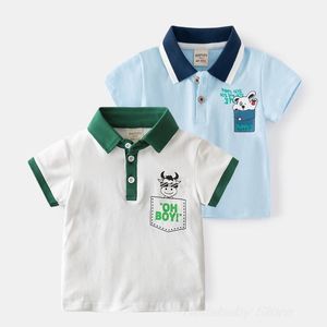 Polos enfants t-shirt pour filles enfant en bas âge bébé garçon t-shirt polo tenues coton bleu et blanc rayure t-shirt avec col mignon tops été 230625