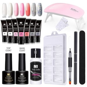 Ensemble de gel à ongles poly avec lampe 6W LAMPE FULL MANICURE TELLEMENT EXTENSION EXTÉRIEUR KIT GEL MOT POLYGELS SET POUR LE TOOD TOO-TOO-TOOL 240318