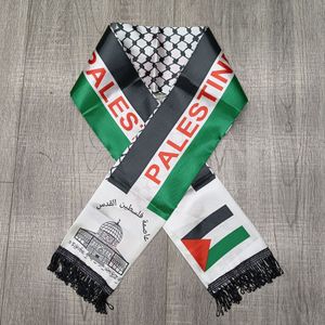 Bufanda con estampado de poliéster con cuello halter, bufanda con tema palestino con flecos en dos lados, 2 estilos