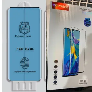 Polímero nano 0,35 mm 3d Cobertura total curvada Protector de pantalla antirotura para Samsung S23 plus S22 s21 ultra note 20 Desbloqueo de huellas dactilares del teléfono Paquete de película al por menor