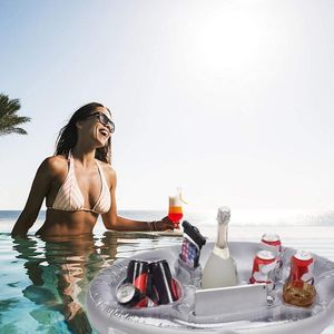 Accesorios para piscina, Mini Bar flotante inflable de 70x50cm, 8 agujeros, soporte para bebidas en la playa, bañera, salón, balsa, cubo de cerveza, bandeja de mesa