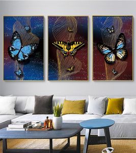 Pósteres de arte Pop, pinturas abstractas, mariposas impresas en lienzo, impresiones, imágenes para sala de estar, arte moderno, decoración del hogar C 0608