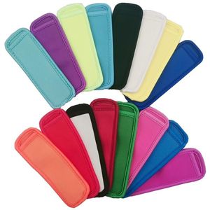 Porte-glace Outils pour crème glacée 16 couleurs Manchons isolants en néoprène Congélateur Popsicles Sacs Sans BPA en vrac Vente en gros Article d'été Fret aérien AAA