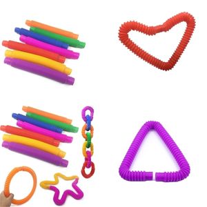 Poptube Fidget Sensory Toys Pop Twist Tubes Estiramiento Telescópico Fuelle Estrés Ansiedad Alivio Extensión Dedo Tubo medio