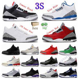 Popular 3 Pine Green Basketball Shoes UNC Mens 3S Jth Nrg Super Bowl Justin Black Timberlake Sneakers Womens Racer Blue Court Puple Cement Red Trainers con caja