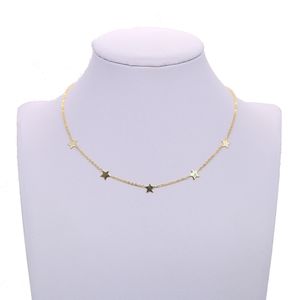 Gargantilla Popular, collar delicado de múltiples capas con estrella dorada, Collar corto para mujer, joyería simple de plata de ley 100% 925 a la moda