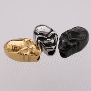 Breloques de fabrication de bijoux populaires, breloque de crâne en métal plaqué or/argent/noir avec trou 13*9MM